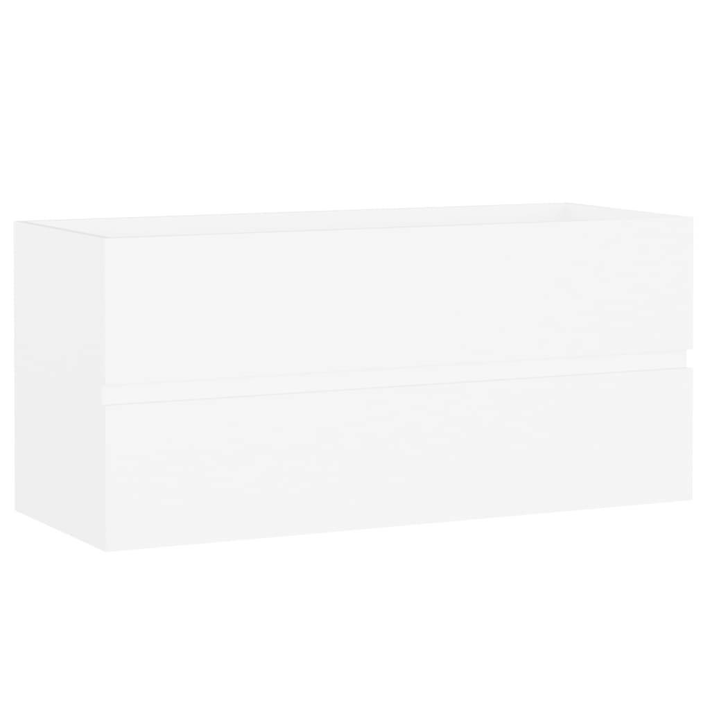 vidaXL Waschbeckenunterschrank mit Einbaubecken Weiß Holzwerkstoff