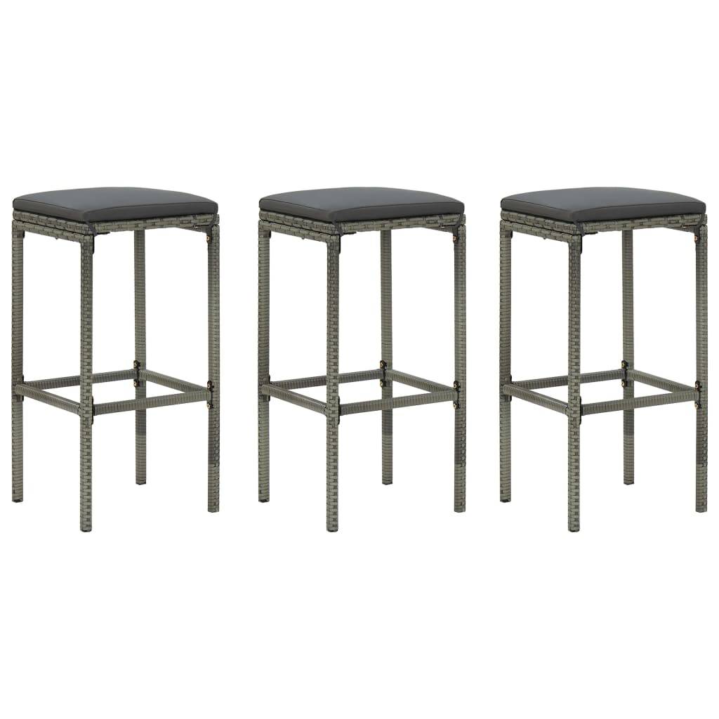 vidaXL 4-tlg. Gartenbar-Set mit Kissen Grau
