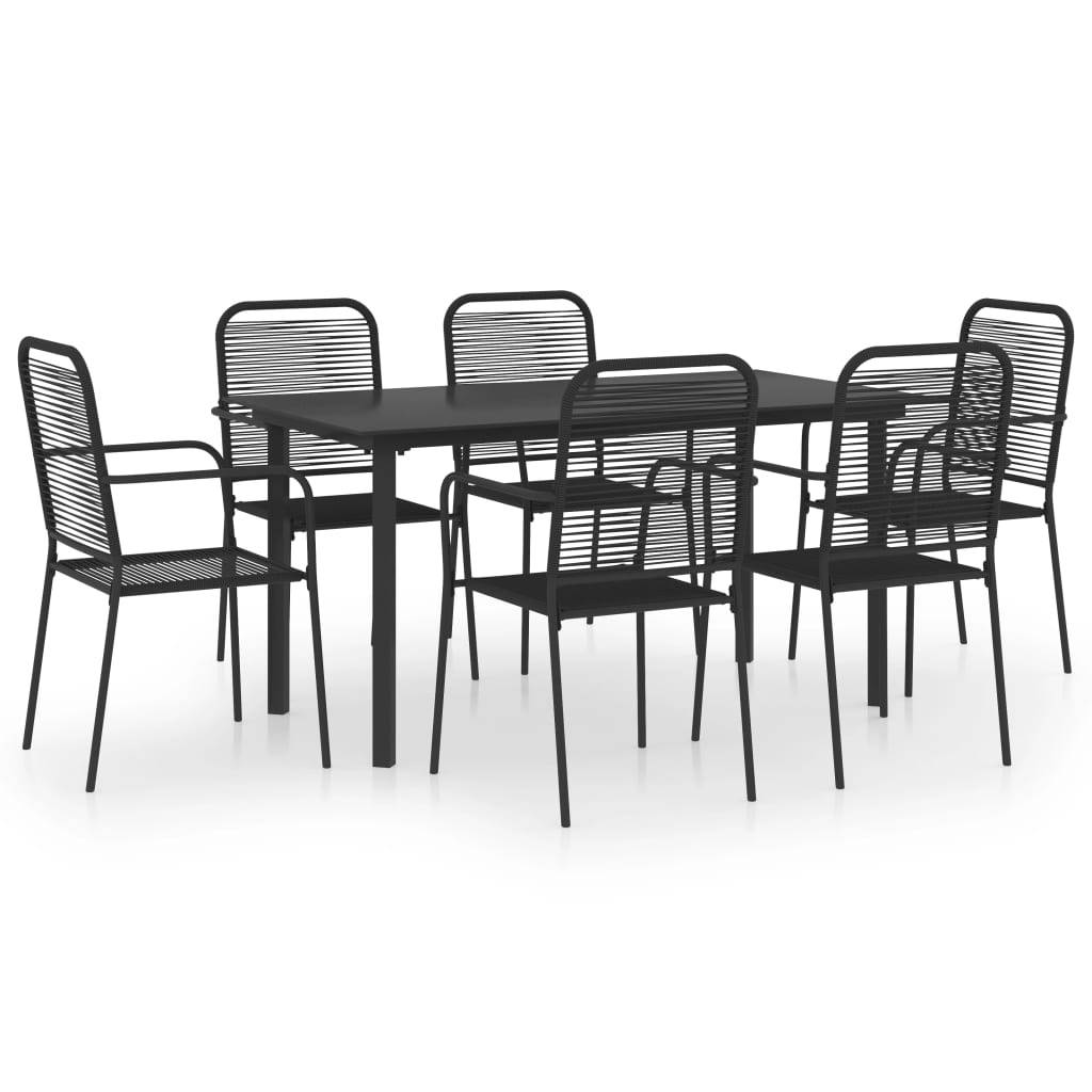 vidaXL 7-tlg. Garten-Essgruppe Schwarz Glas und Stahl
