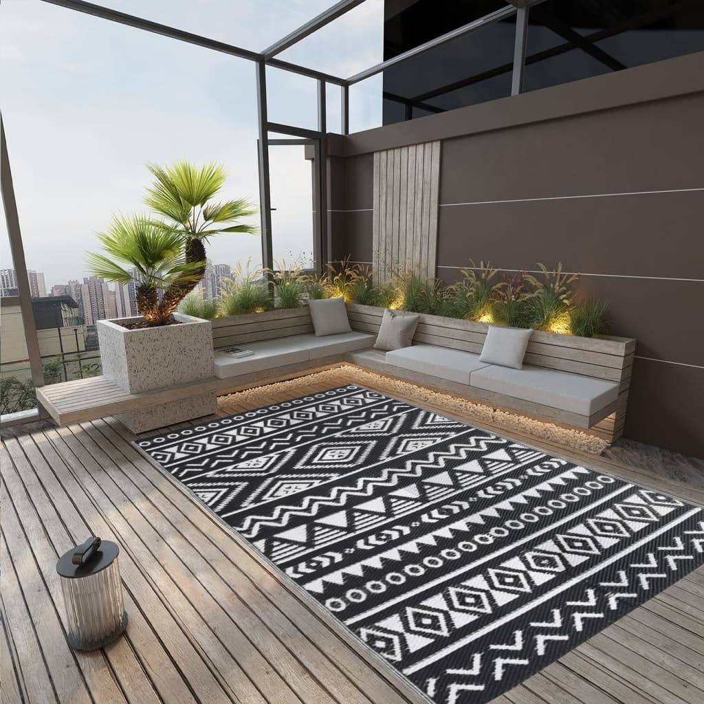vidaXL Outdoor-Teppich ARAKIL Schwarz 140x200 cm PP