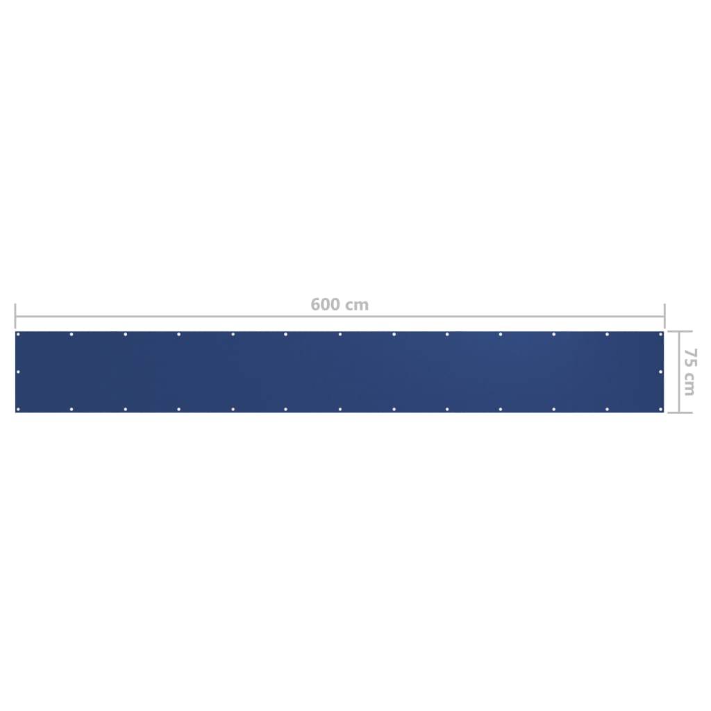 vidaXL Balkon-Sichtschutz Blau 75x600 cm Oxford-Gewebe