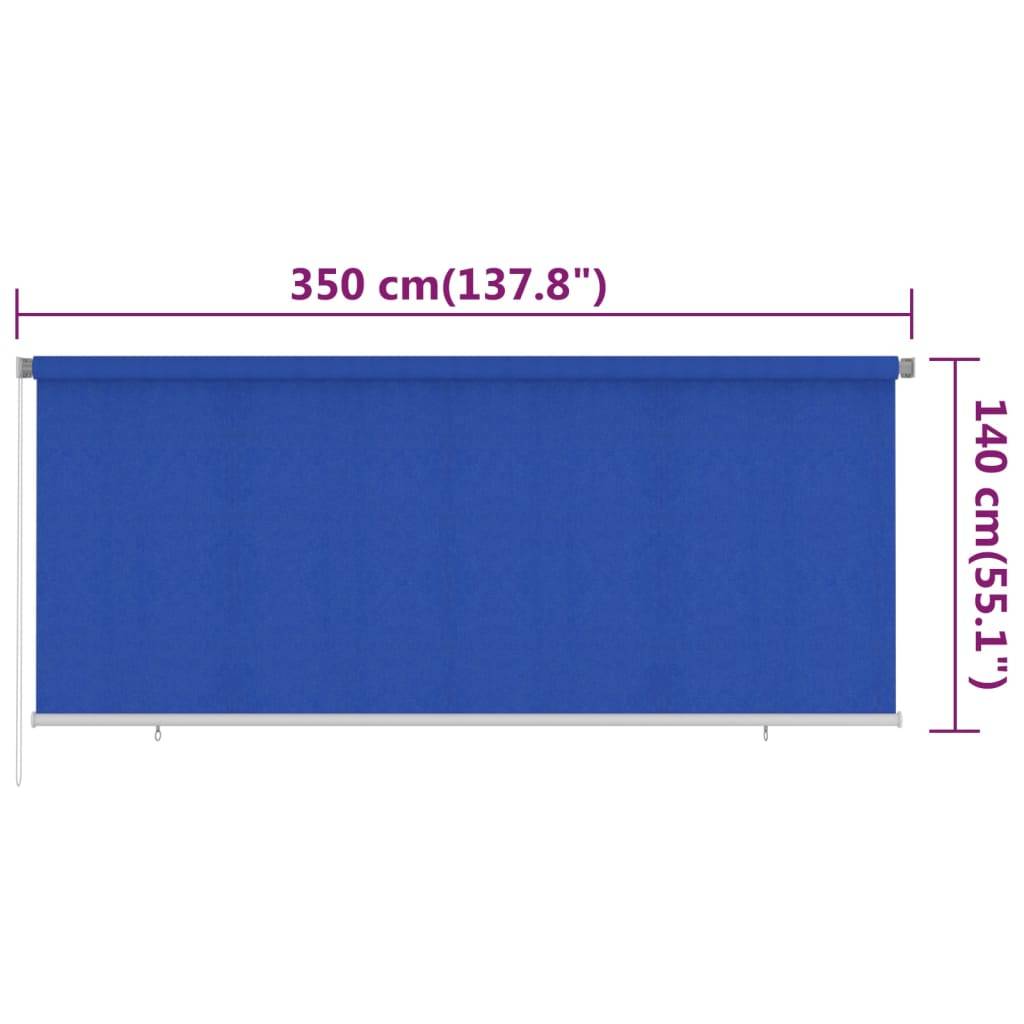 vidaXL Außenrollo 350x140 cm Blau HDPE