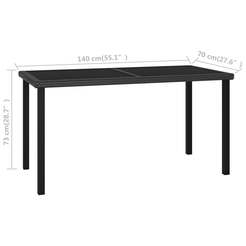 vidaXL 5-tlg. Garten-Essgruppe Poly Rattan Schwarz