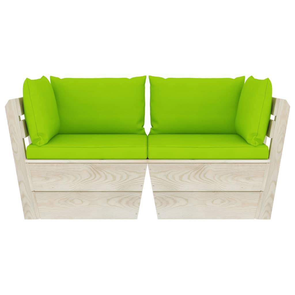 vidaXL Garten-Palettensofa 2-Sitzer mit Kissen Fichtenholz