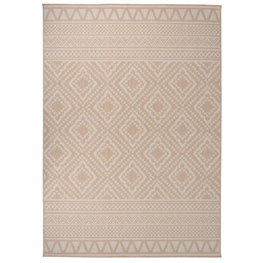 vidaXL Outdoor-Teppich Flachgewebe 140x200 cm Braun Gestreift