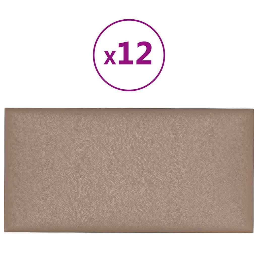 vidaXL Wandpaneele 12 Stk. Cappuccino-Braun 30x15cm Kunstleder 0,54 m²