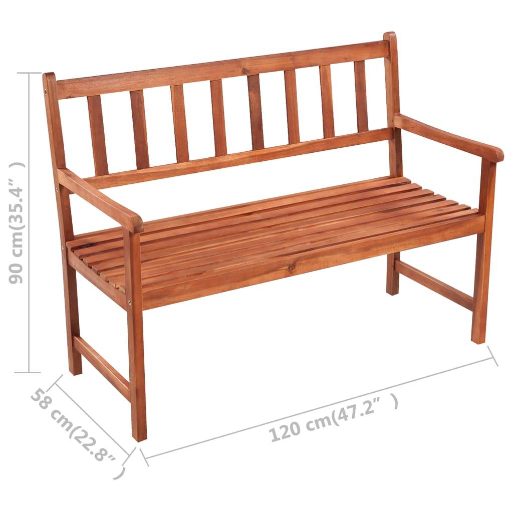 vidaXL Gartenbank mit Auflage 120 cm Massivholz Akazie