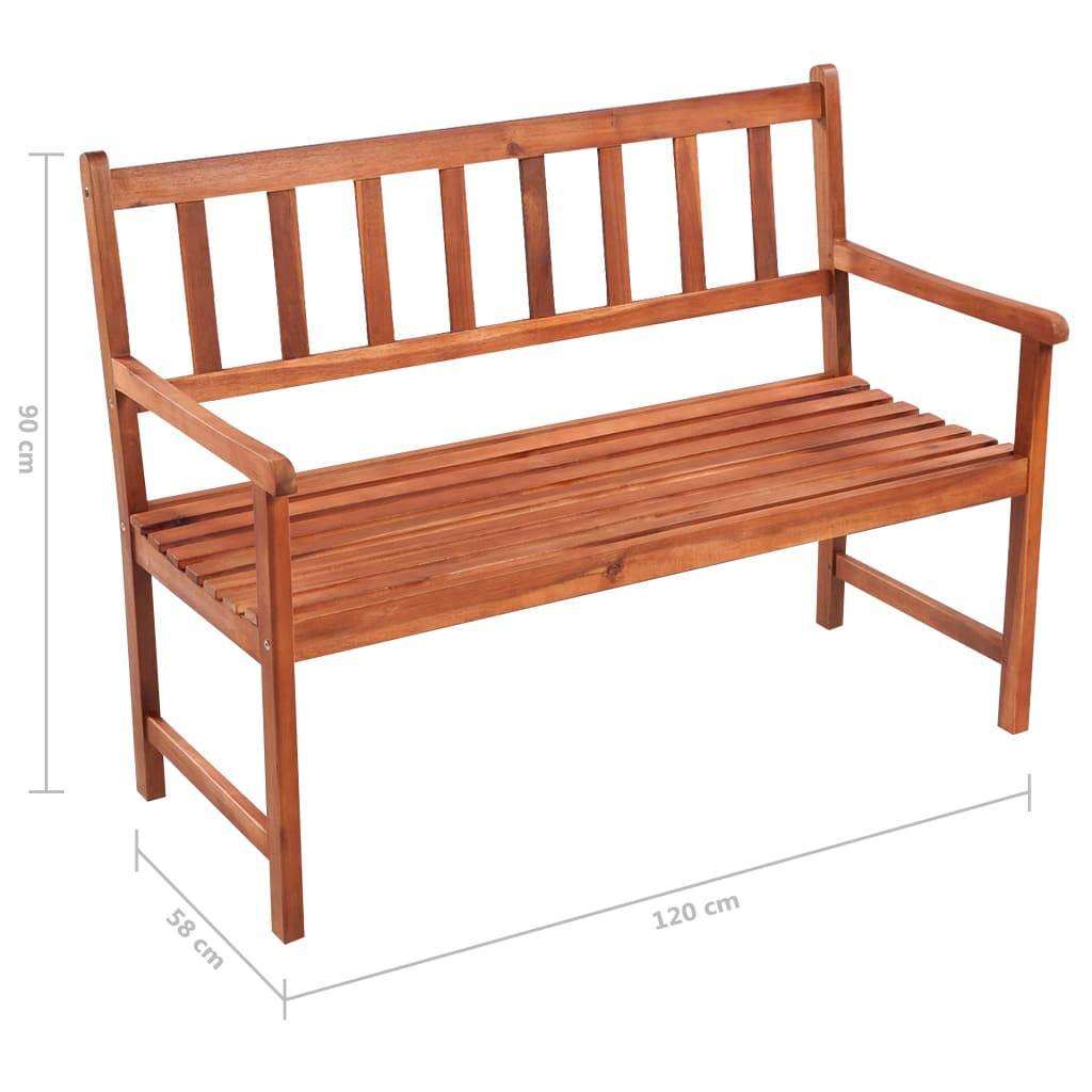 vidaXL Gartenbank mit Auflage 120 cm Massivholz Akazie