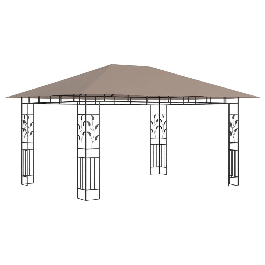 vidaXL Pavillon mit Moskitonetz 4x3x2,73 m Taupe 180 g/m²