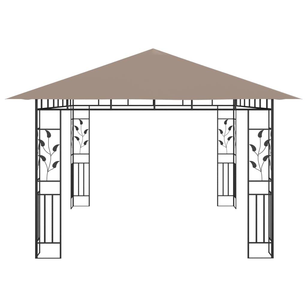 vidaXL Pavillon mit Moskitonetz 4x3x2,73 m Taupe 180 g/m²