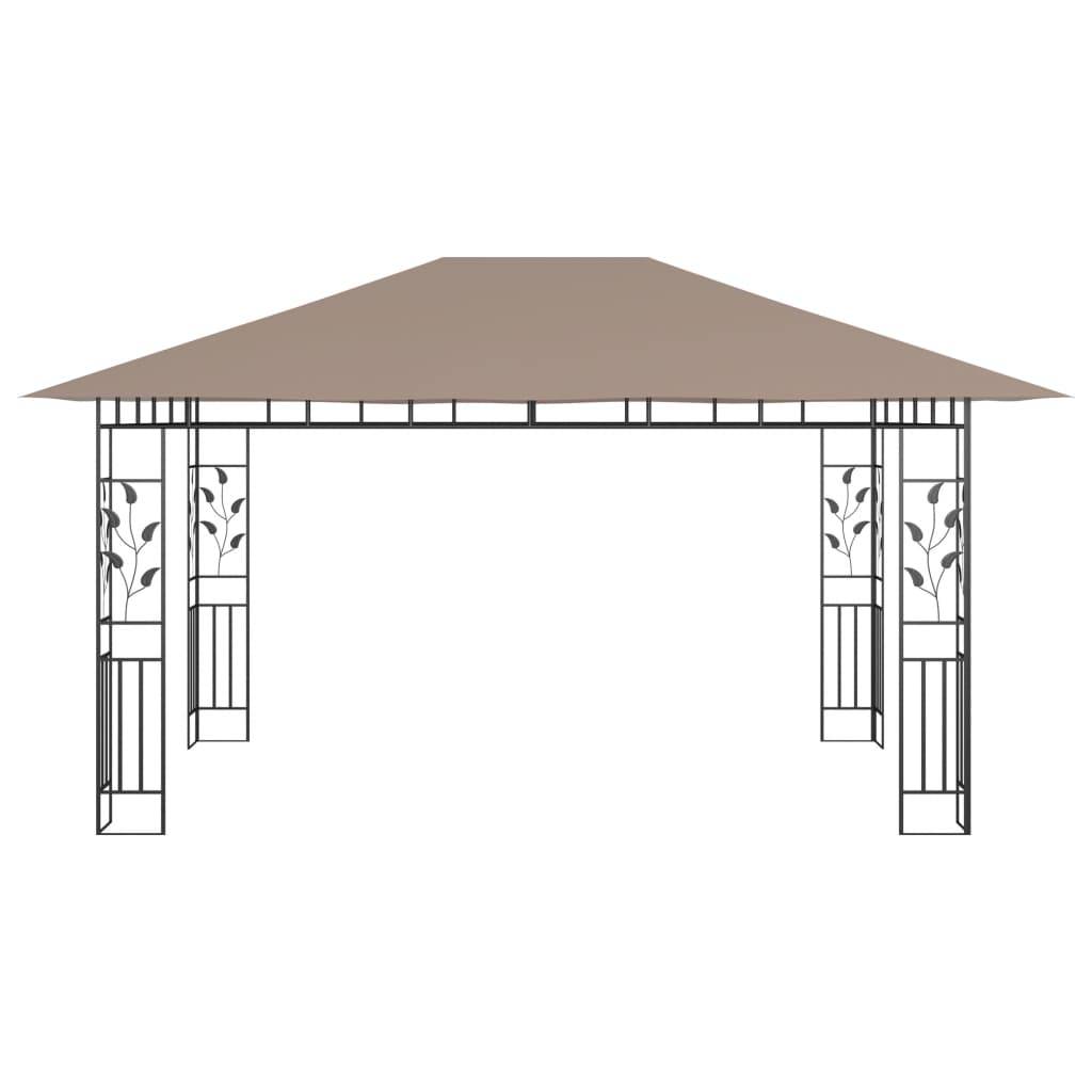 vidaXL Pavillon mit Moskitonetz 4x3x2,73 m Taupe 180 g/m²