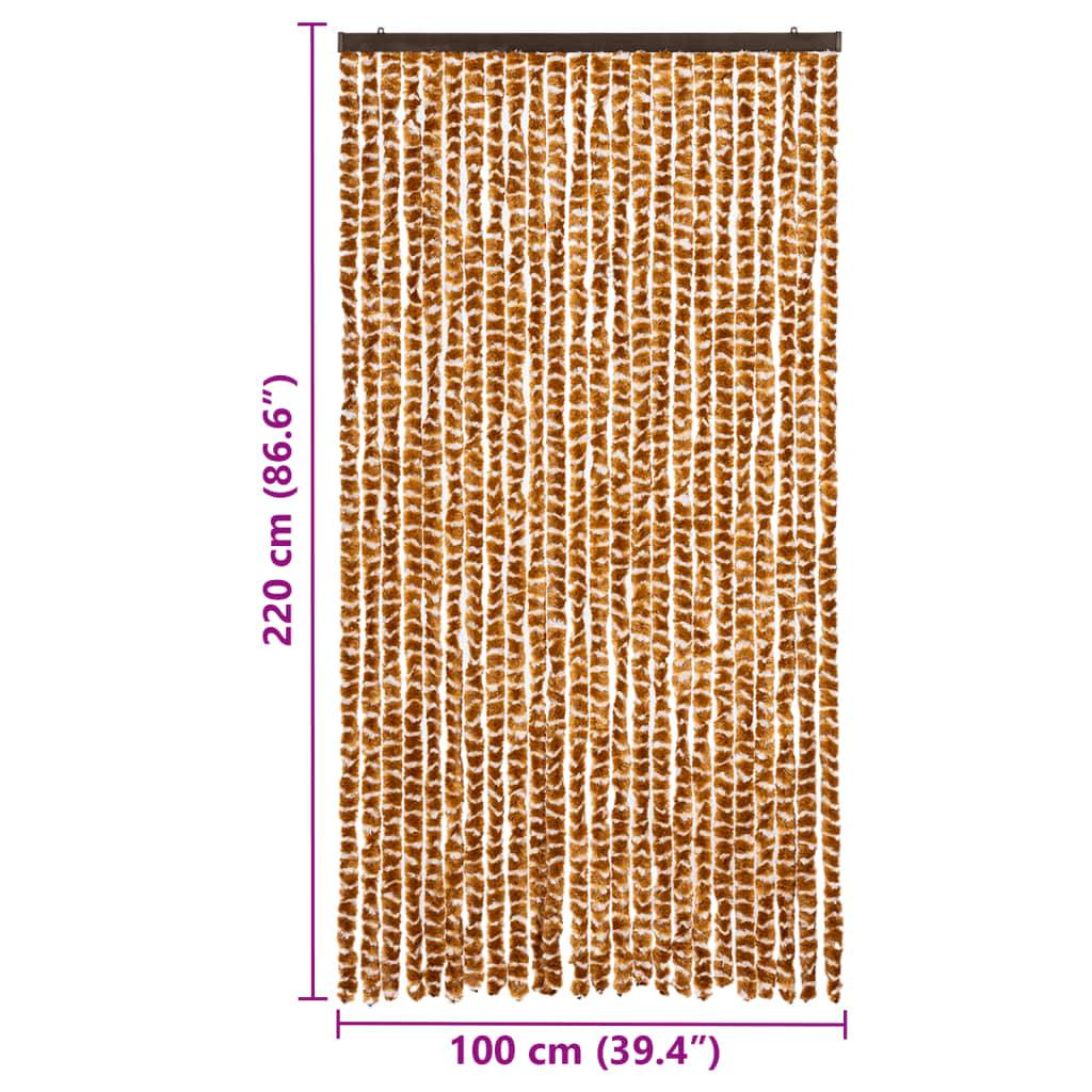 vidaXL Insektenschutz-Vorhang Ocker und Weiß 100x220 cm Chenille