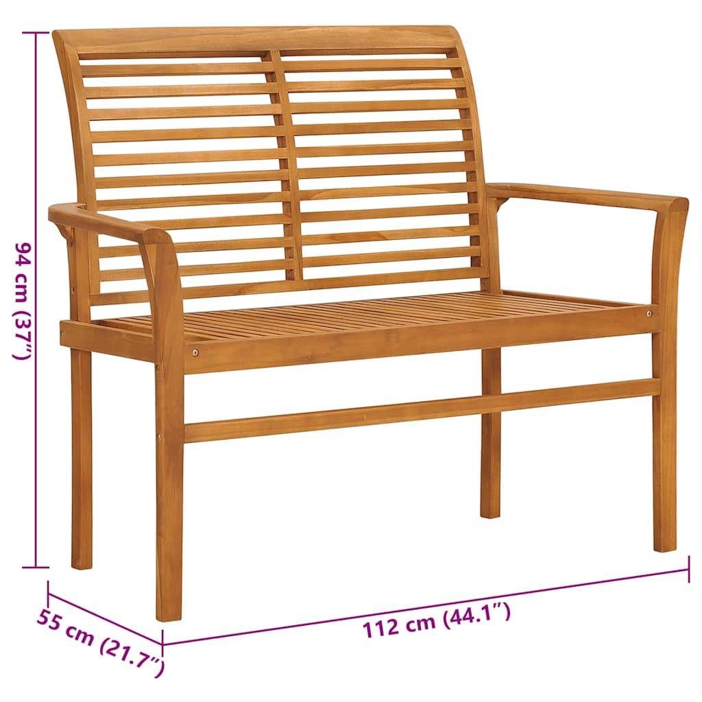 vidaXL Gartenbank mit Taupe Auflage 112 cm Massivholz Teak