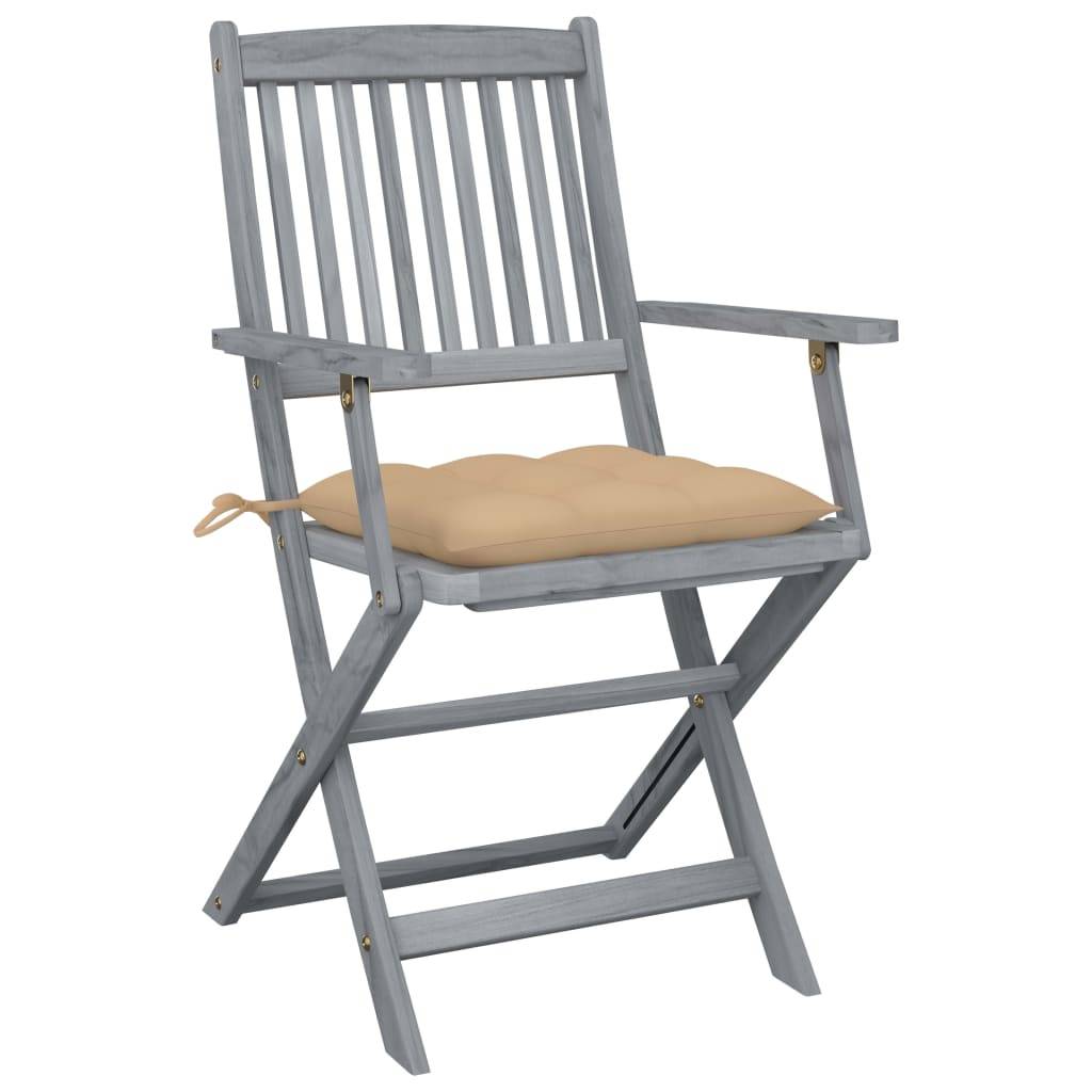 vidaXL Klappbare Gartenstühle 2 Stk. mit Kissen Massivholz Akazie