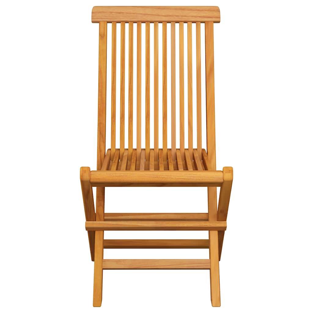 vidaXL Gartenstühle mit Grauen Kissen 4 Stk. Teak Massivholz