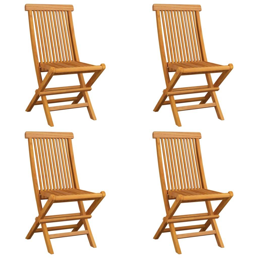 vidaXL Gartenstühle mit Taupe Kissen 4 Stk. Massivholz Teak