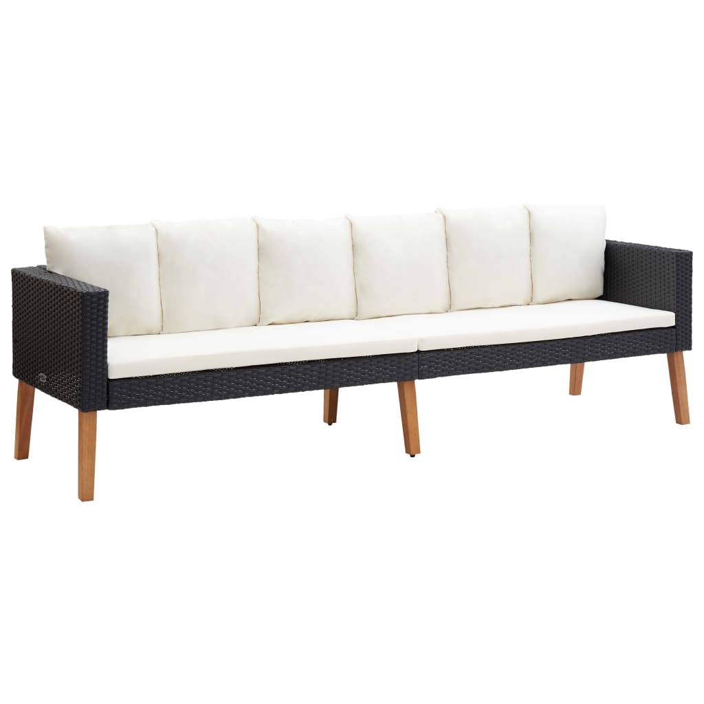vidaXL 4-tlg. Garten-Lounge-Set mit Auflagen Poly Rattan Schwarz