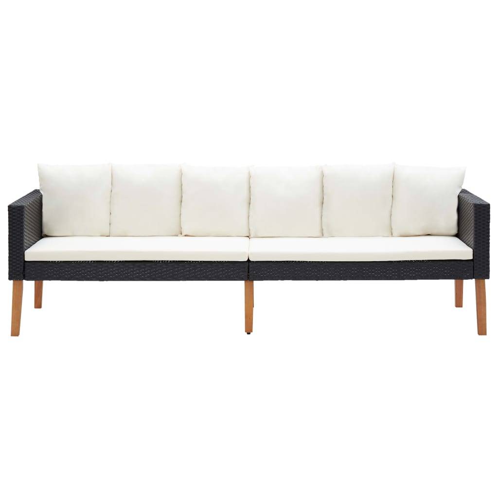 vidaXL 4-tlg. Garten-Lounge-Set mit Auflagen Poly Rattan Schwarz