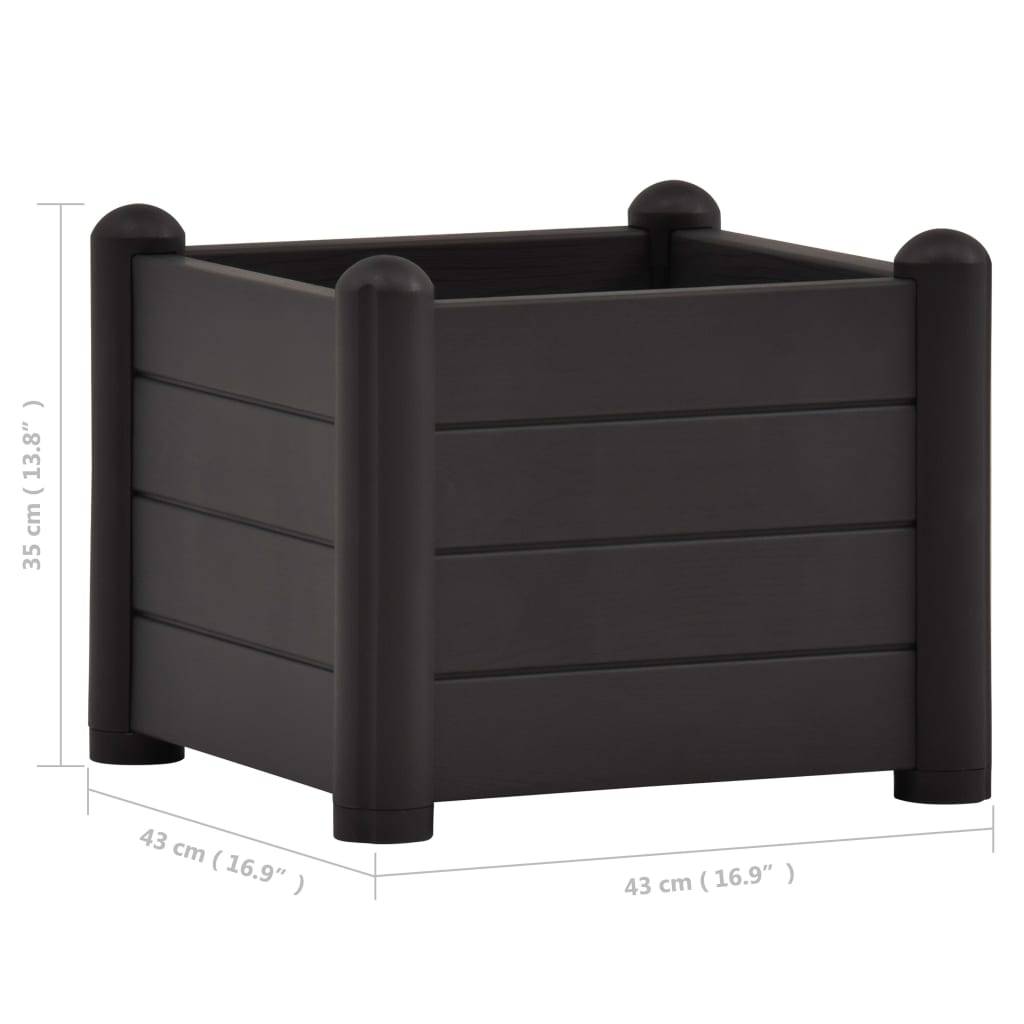 vidaXL Garten-Hochbeet PP Anthrazit 43x43x35 cm