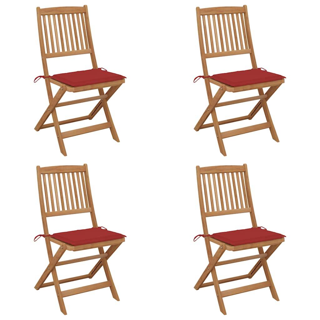 vidaXL Klappbare Gartenstühle 4 Stk. mit Kissen Massivholz Akazie