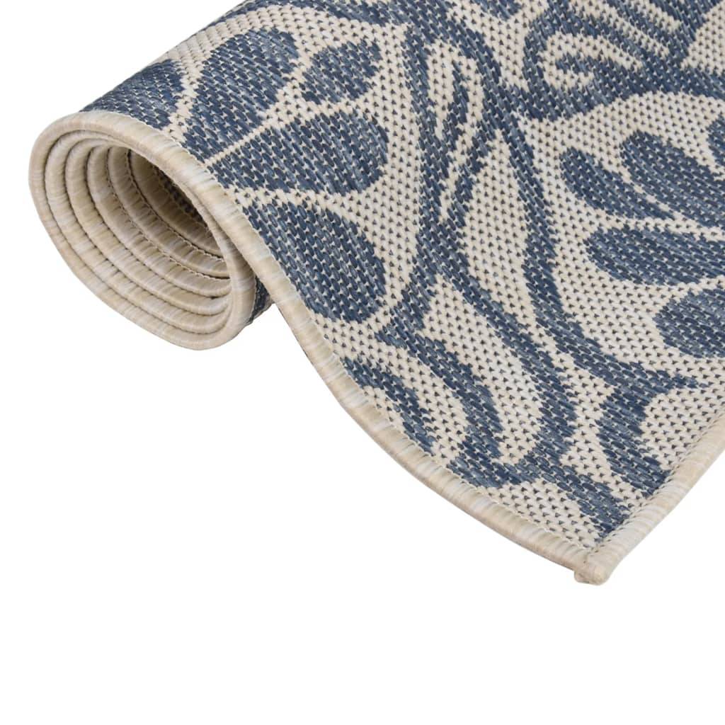vidaXL Outdoor-Teppich Flachgewebe 200x280 cm Blaues Muster