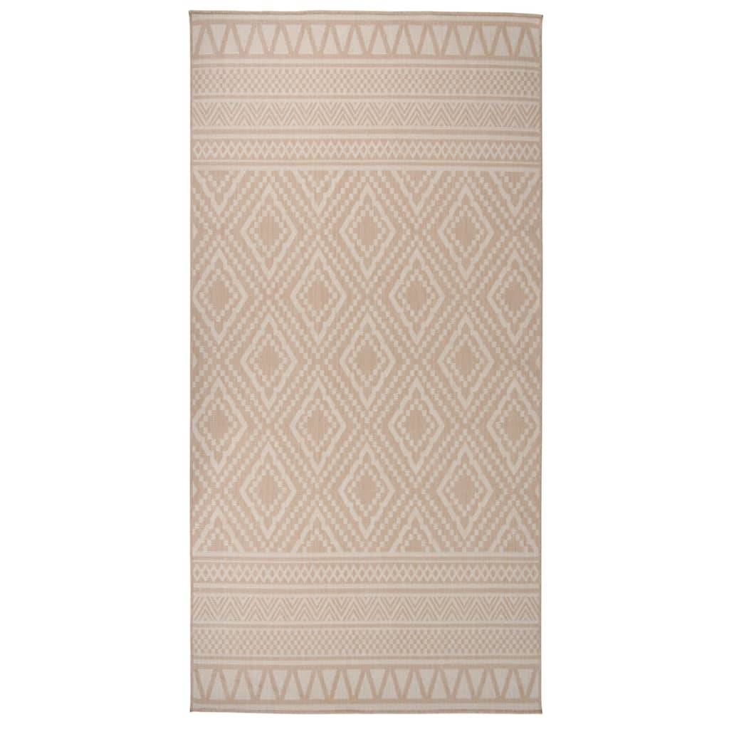 vidaXL Outdoor-Teppich Flachgewebe 100x200 cm Braun Gestreift