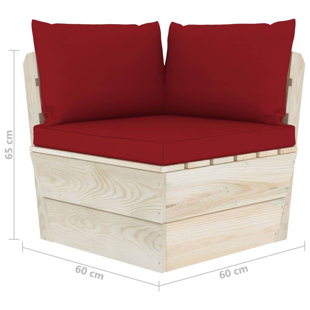 vidaXL Garten-Palettensofa 2-Sitzer mit Kissen Fichtenholz