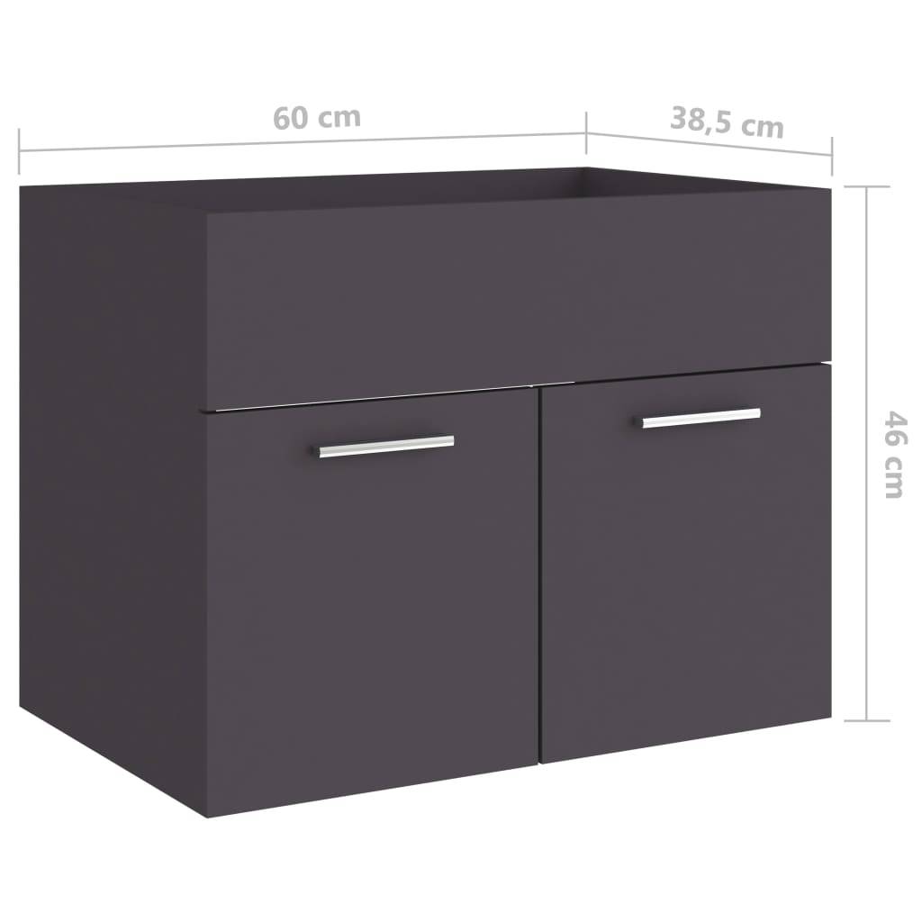 vidaXL Waschbeckenunterschrank Grau 60x38,5x46 cm Holzwerkstoff