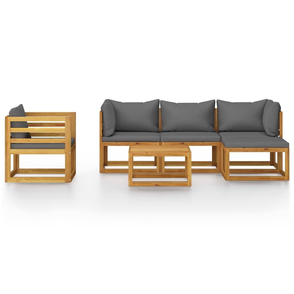 vidaXL 6-tlg. Garten-Lounge-Set mit Auflagen Massivholz Akazie