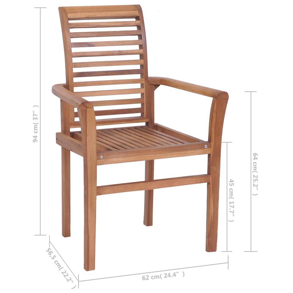 vidaXL Essstühle 4 Stk. mit Taupe Kissen Massivholz Teak