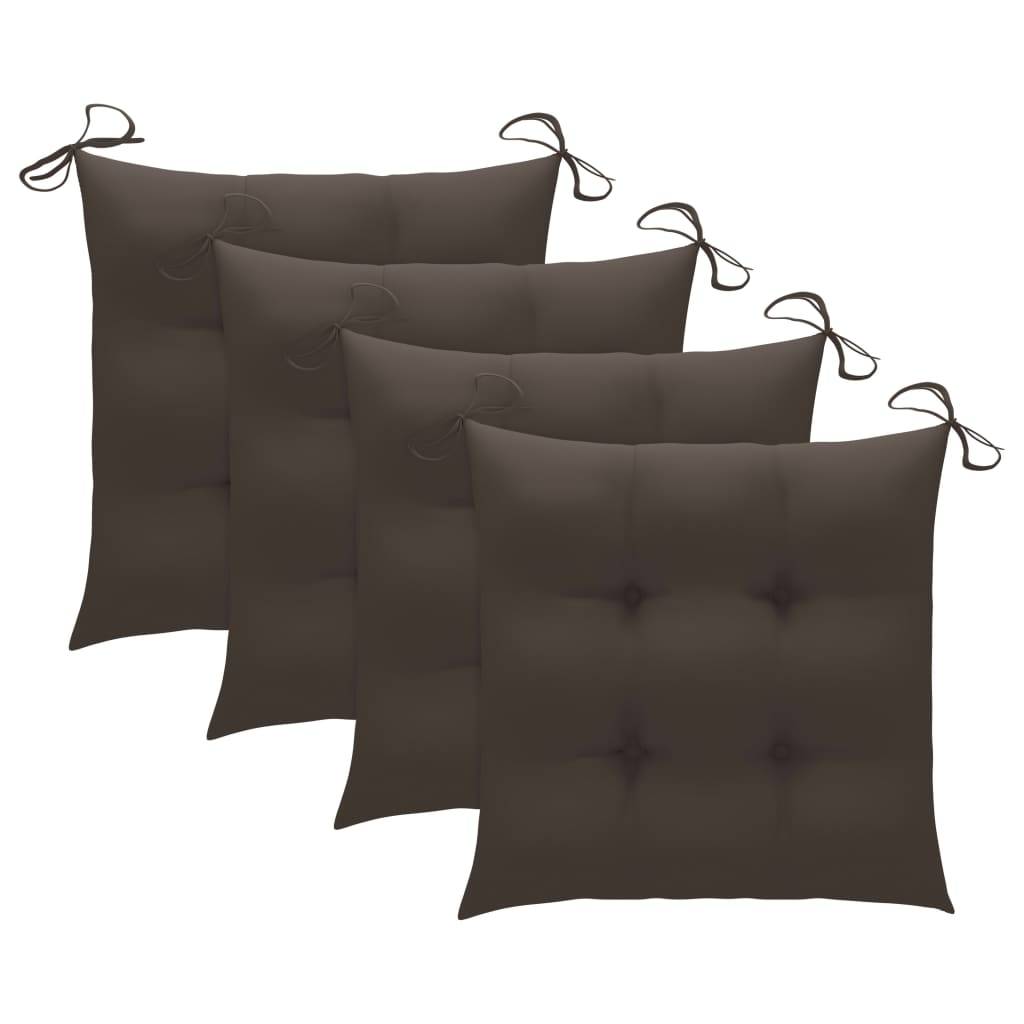 vidaXL Gartenstühle mit Taupe Kissen 4 Stk. Massivholz Teak