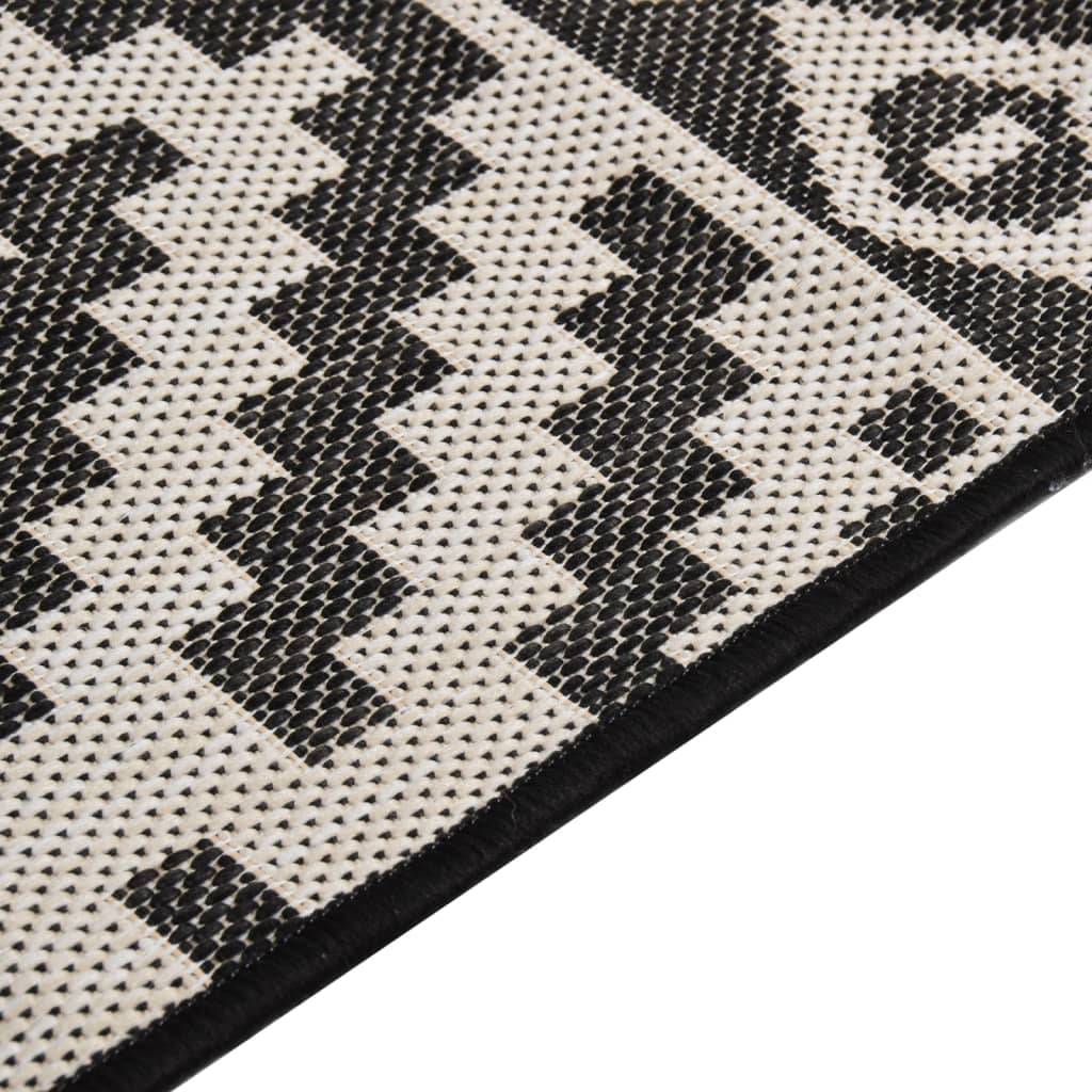 vidaXL Outdoor-Teppich Flachgewebe 80x250 cm Schwarz Gestreift