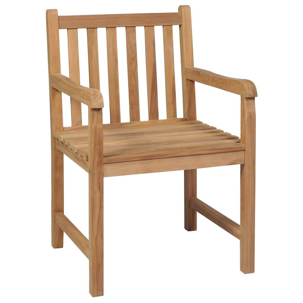 vidaXL Gartenstühle 2 Stk. mit Grauen Kissen Massivholz Teak