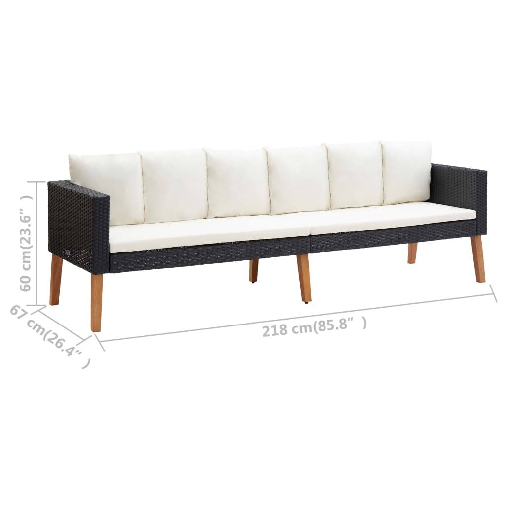 vidaXL 4-tlg. Garten-Lounge-Set mit Auflagen Poly Rattan Schwarz