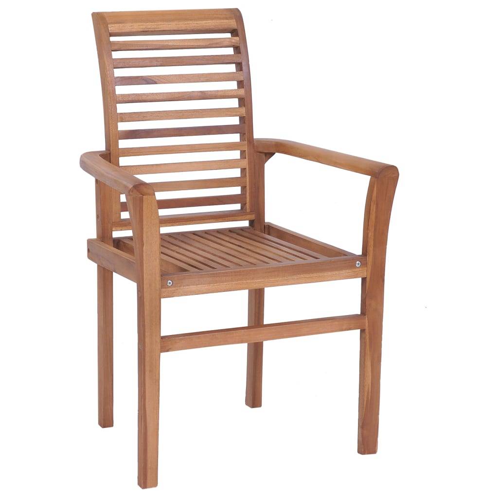 vidaXL Essstühle 4 Stk. mit Cremeweißen Kissen Massivholz Teak