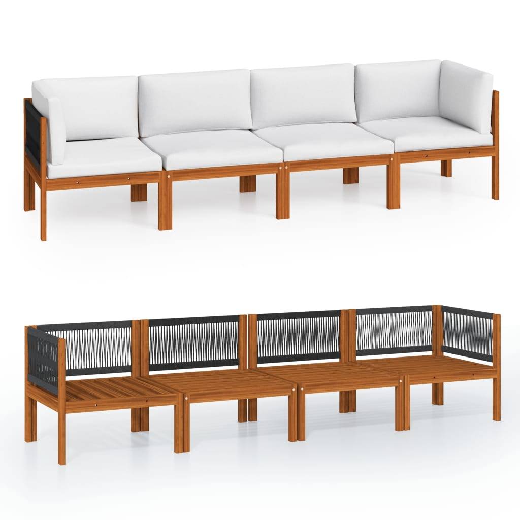 vidaXL 4-Sitzer-Gartensofa mit Kissen Massivholz Akazie