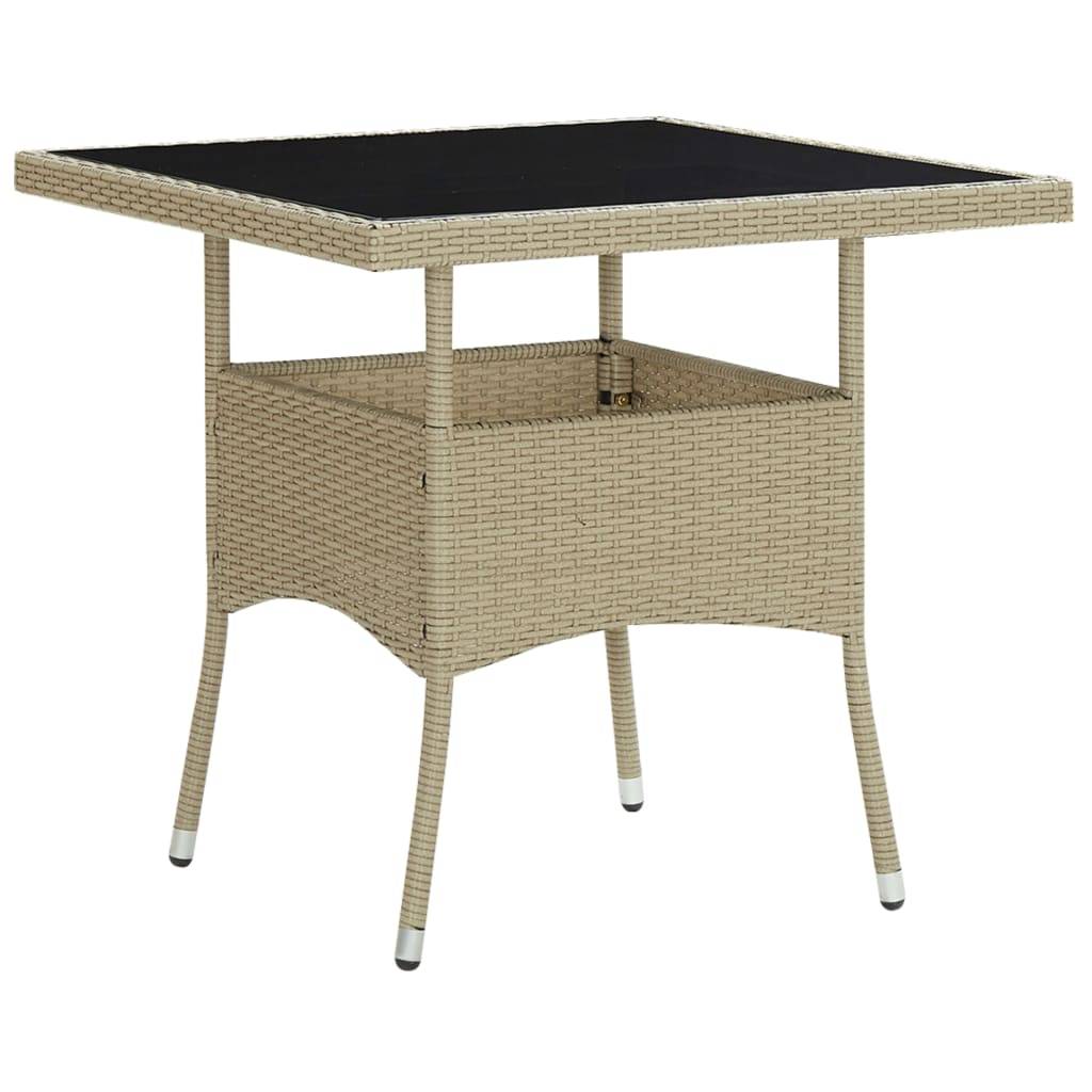 vidaXL 5-tlg. Garten-Essgruppe Poly Rattan und Glas Beige