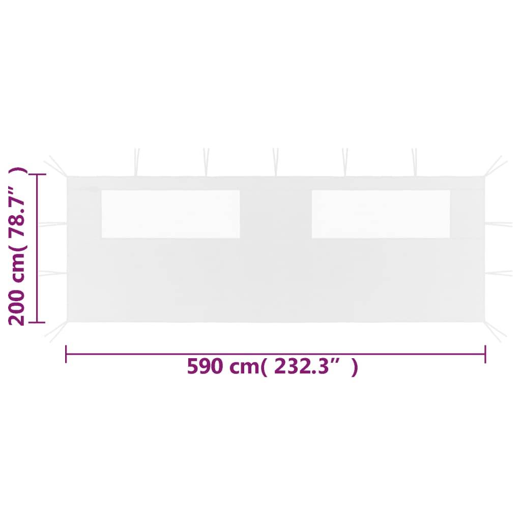 vidaXL Pavillon-Seitenwand mit Fenstern 6x2 m Weiß