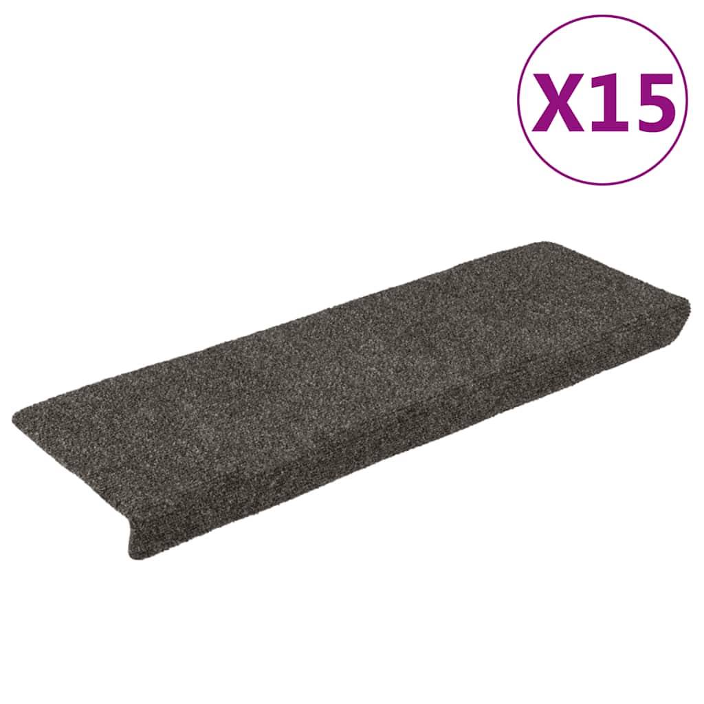 vidaXL Treppenmatten 15 Stk. Nadelvlies 65x21x4 cm Anthrazit