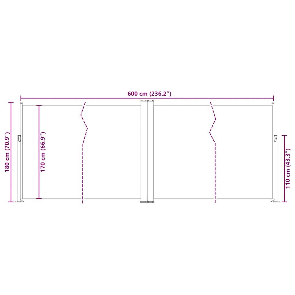 vidaXL Seitenmarkise Ausziehbar Blau 180x600 cm