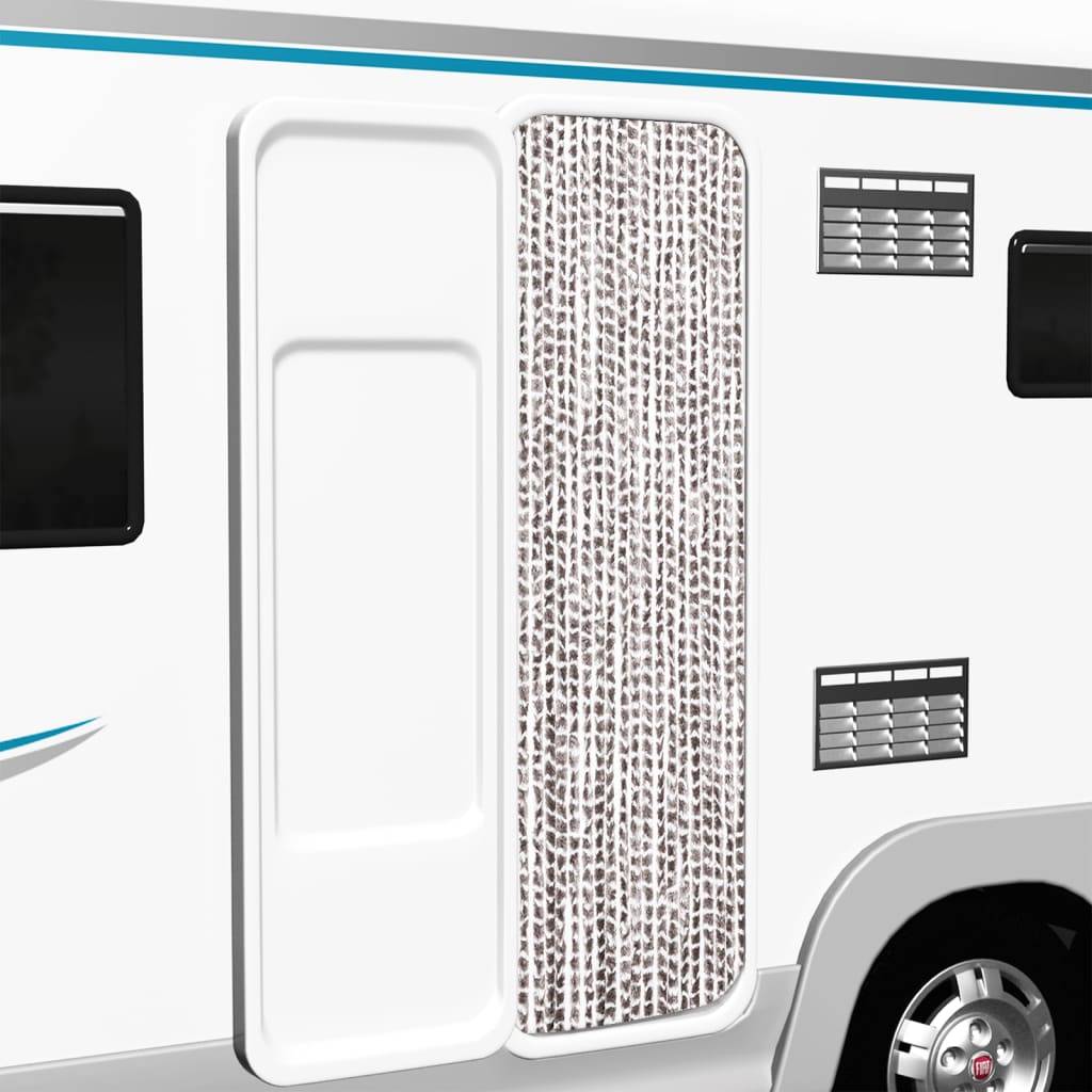 vidaXL Insektenschutz-Vorhang Taupe und Weiß 56x185 cm Chenille