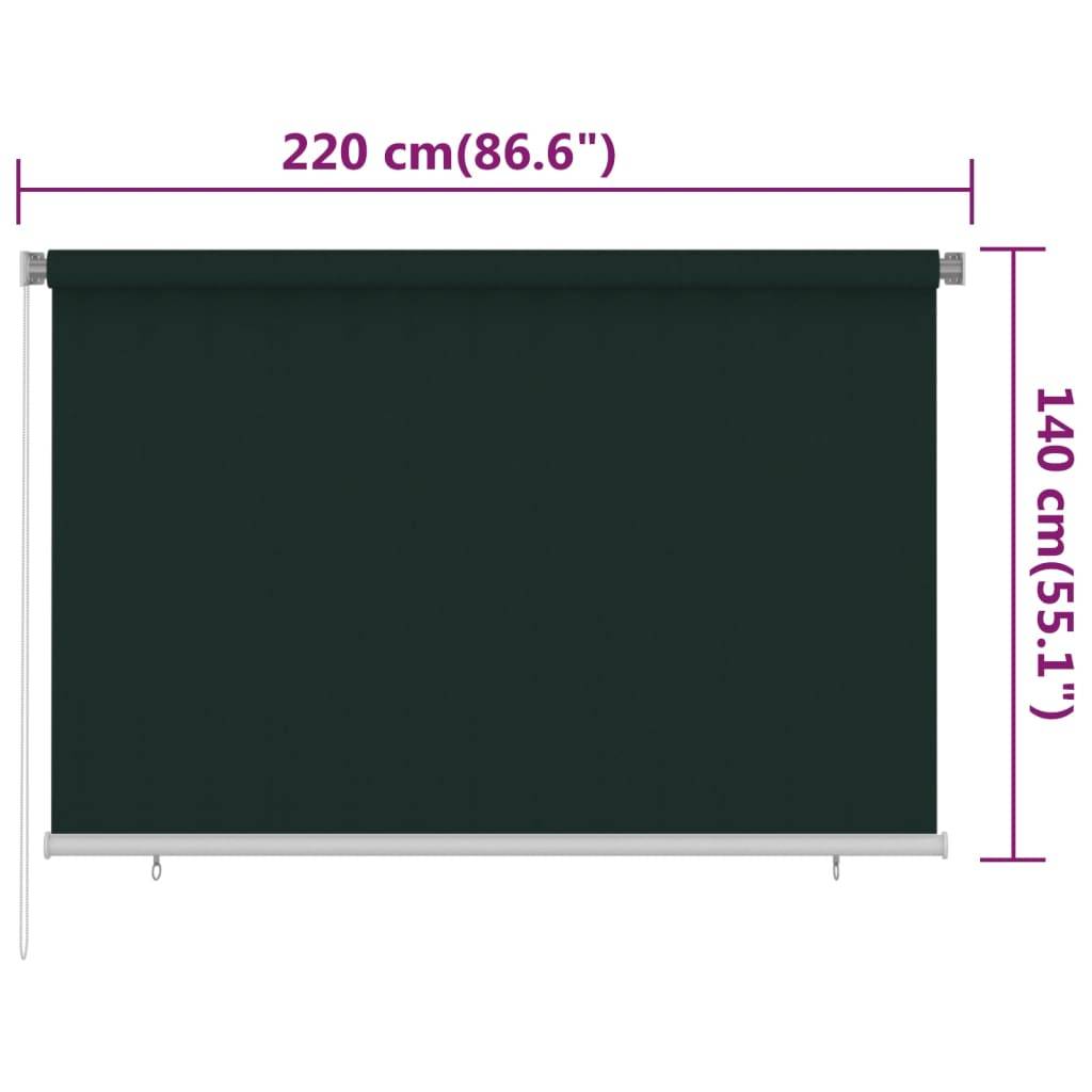 vidaXL Außenrollo 220x140 cm Dunkelgrün HDPE