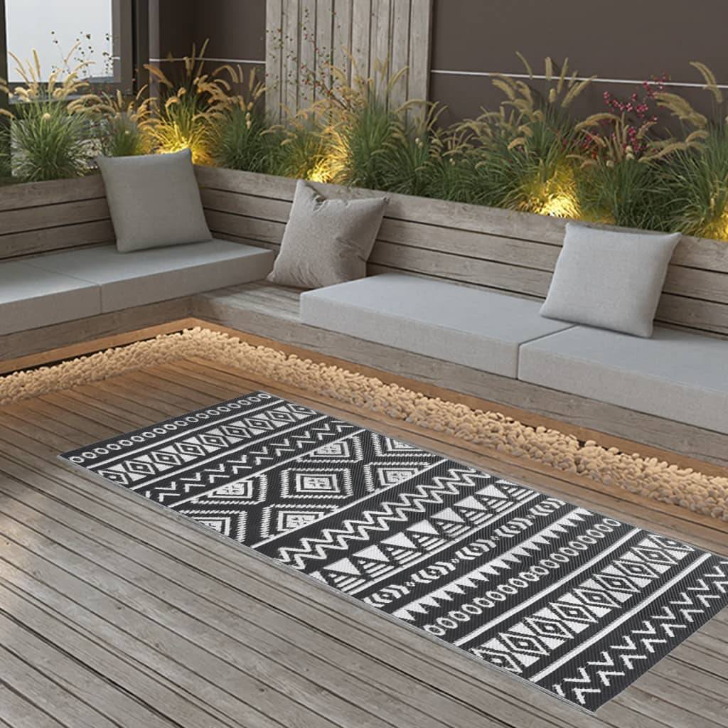 vidaXL Outdoor-Teppich Schwarz 80x150 cm PP