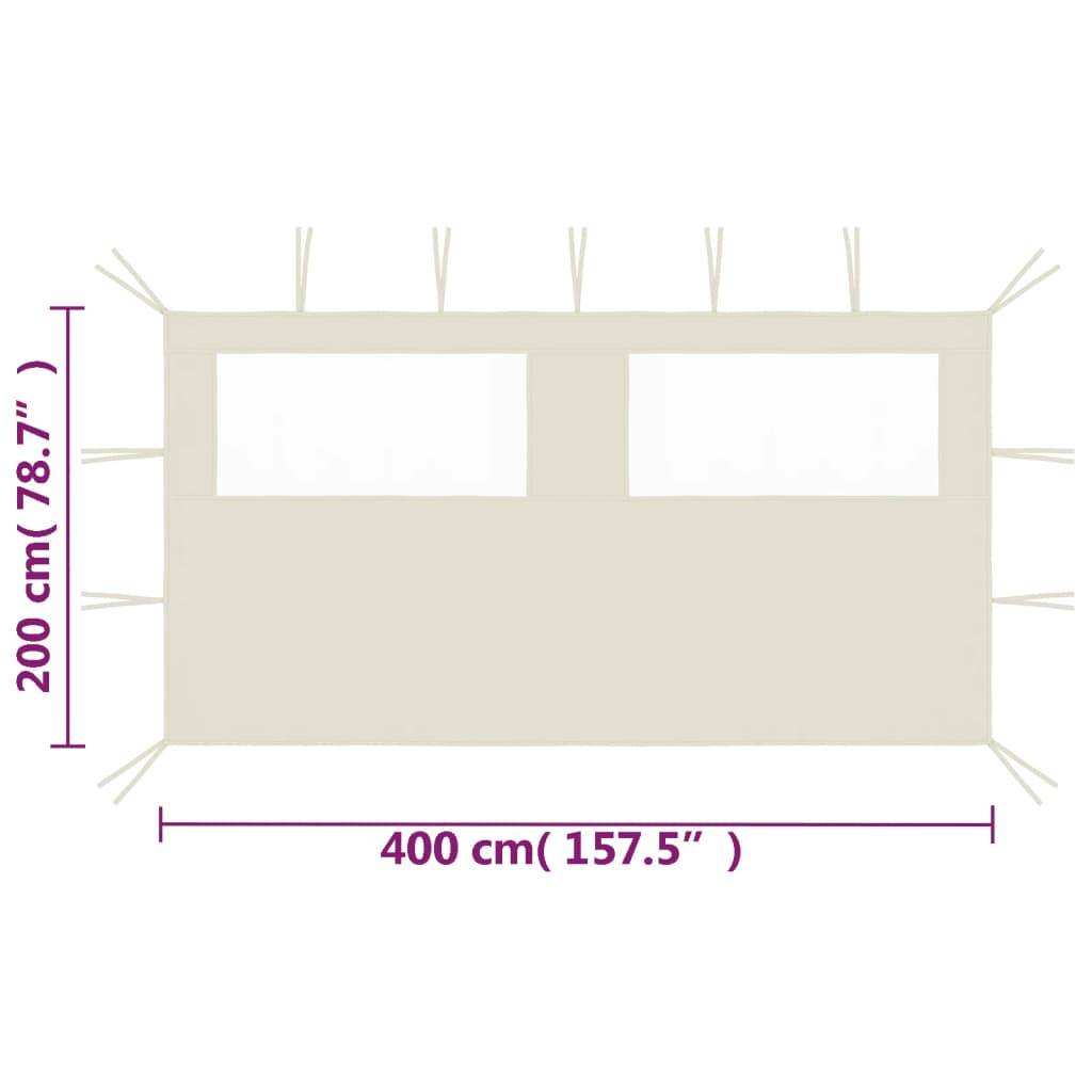 vidaXL Pavillon-Seitenwand mit Fenstern 4x2 m Creme