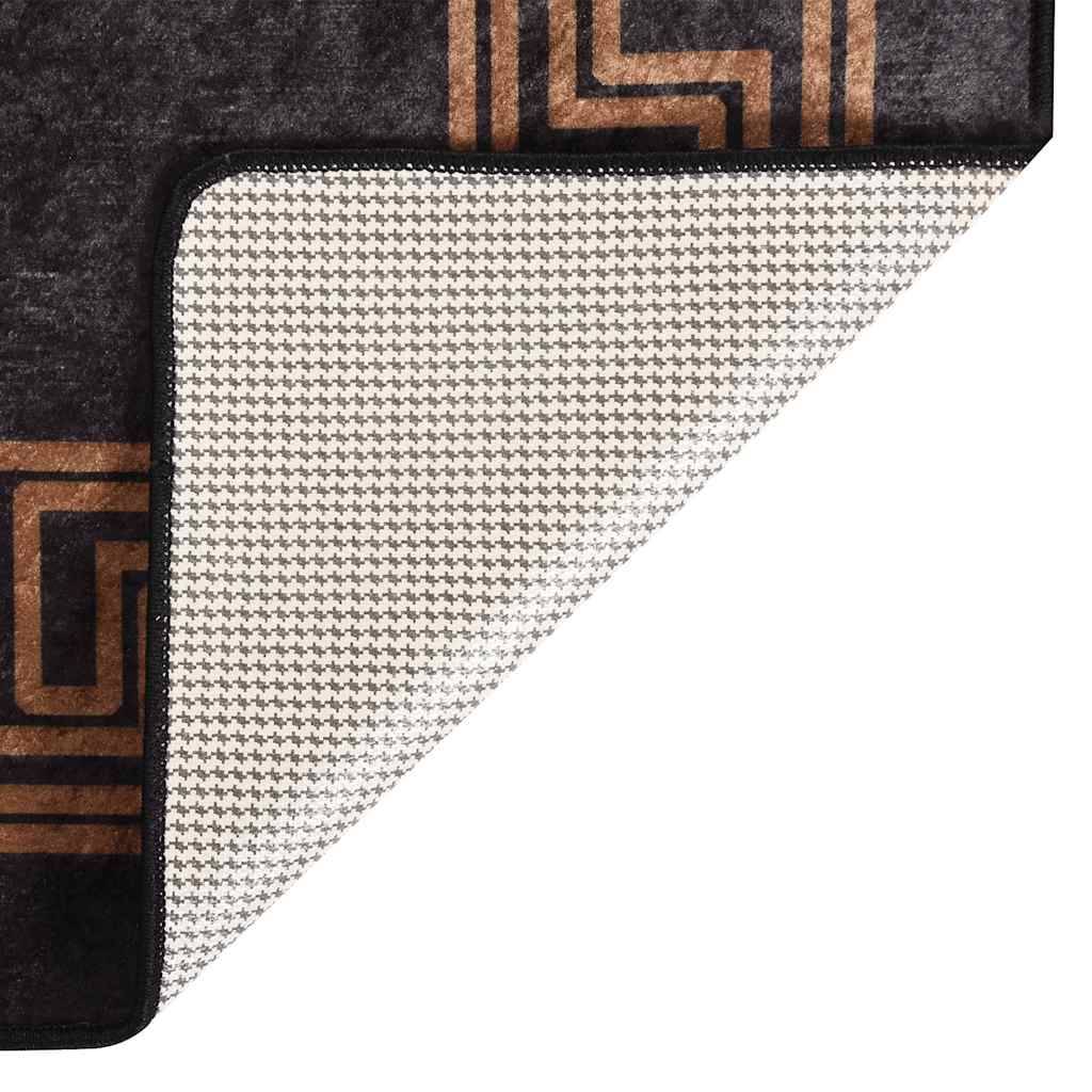 vidaXL Teppich Waschbar Schwarz und Golden 190x300 cm Rutschfest