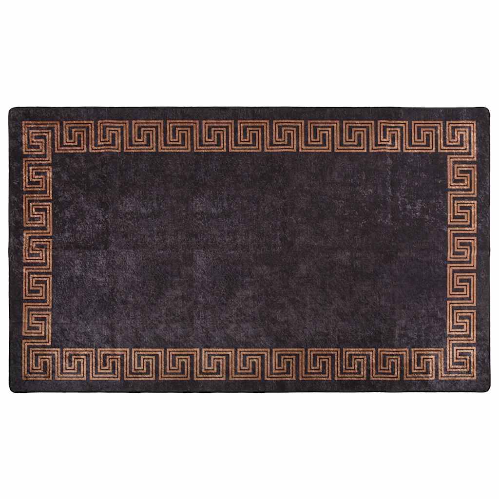 vidaXL Teppich Waschbar Schwarz und Golden 190x300 cm Rutschfest
