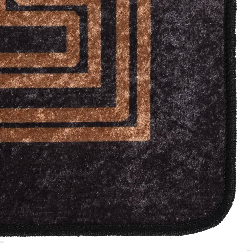 vidaXL Teppich Waschbar Schwarz und Golden 190x300 cm Rutschfest