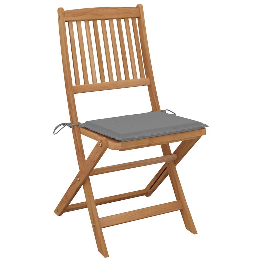 vidaXL Klappbare Gartenstühle 2 Stk. mit Kissen Massivholz Akazie