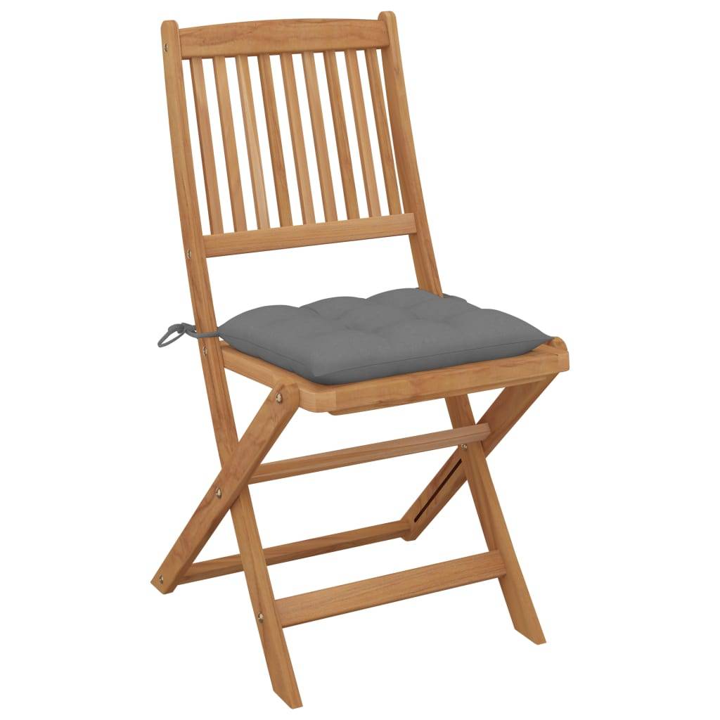 vidaXL Klappbare Gartenstühle 2 Stk. mit Kissen Massivholz Akazie