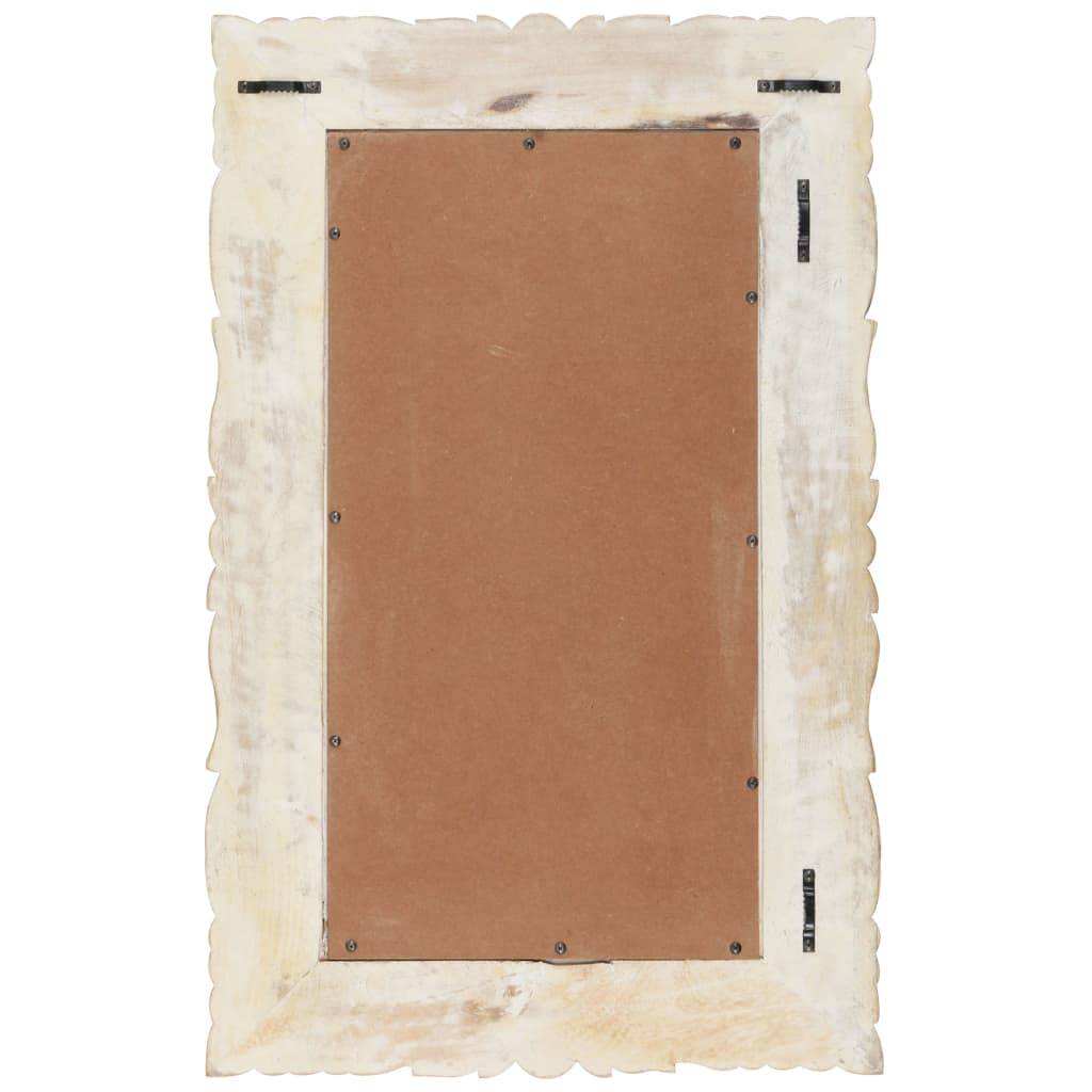 vidaXL Spiegel Weiß 80x50 cm Mango Massivholz